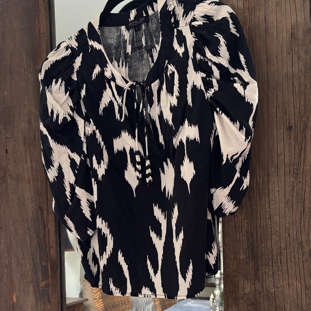 Rachel Zoe Black and White Patterned Blouse